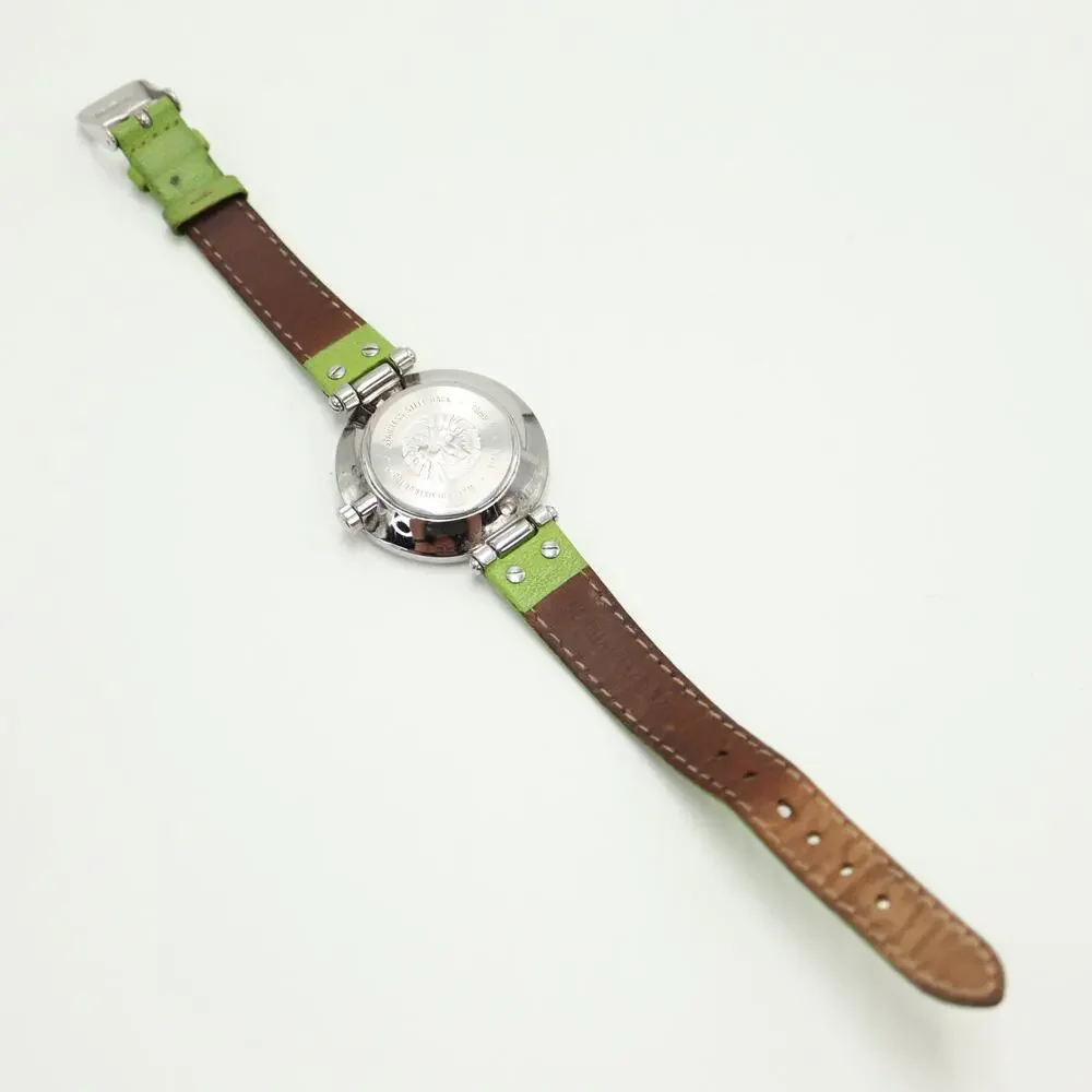 Anne Klein Silver Tone 34mm Round MOP Dial Watch Green Leather with New Battery